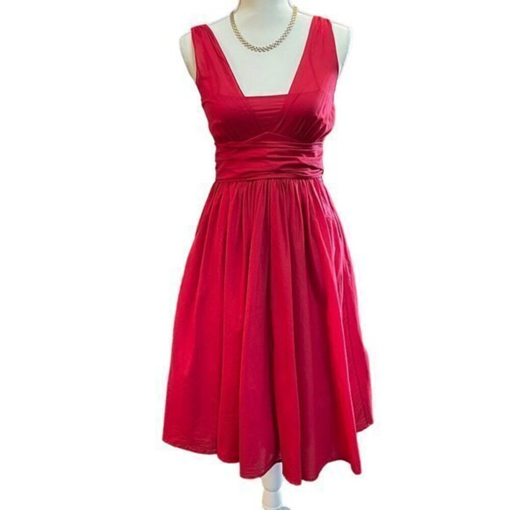 Calvin Klein Fit & Flare Midi Dress in Red Size 2